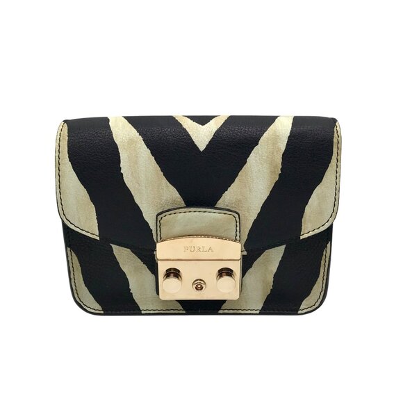 Furla Handbags - Furla Black Zebra Print Metropolis Crossbody Bag